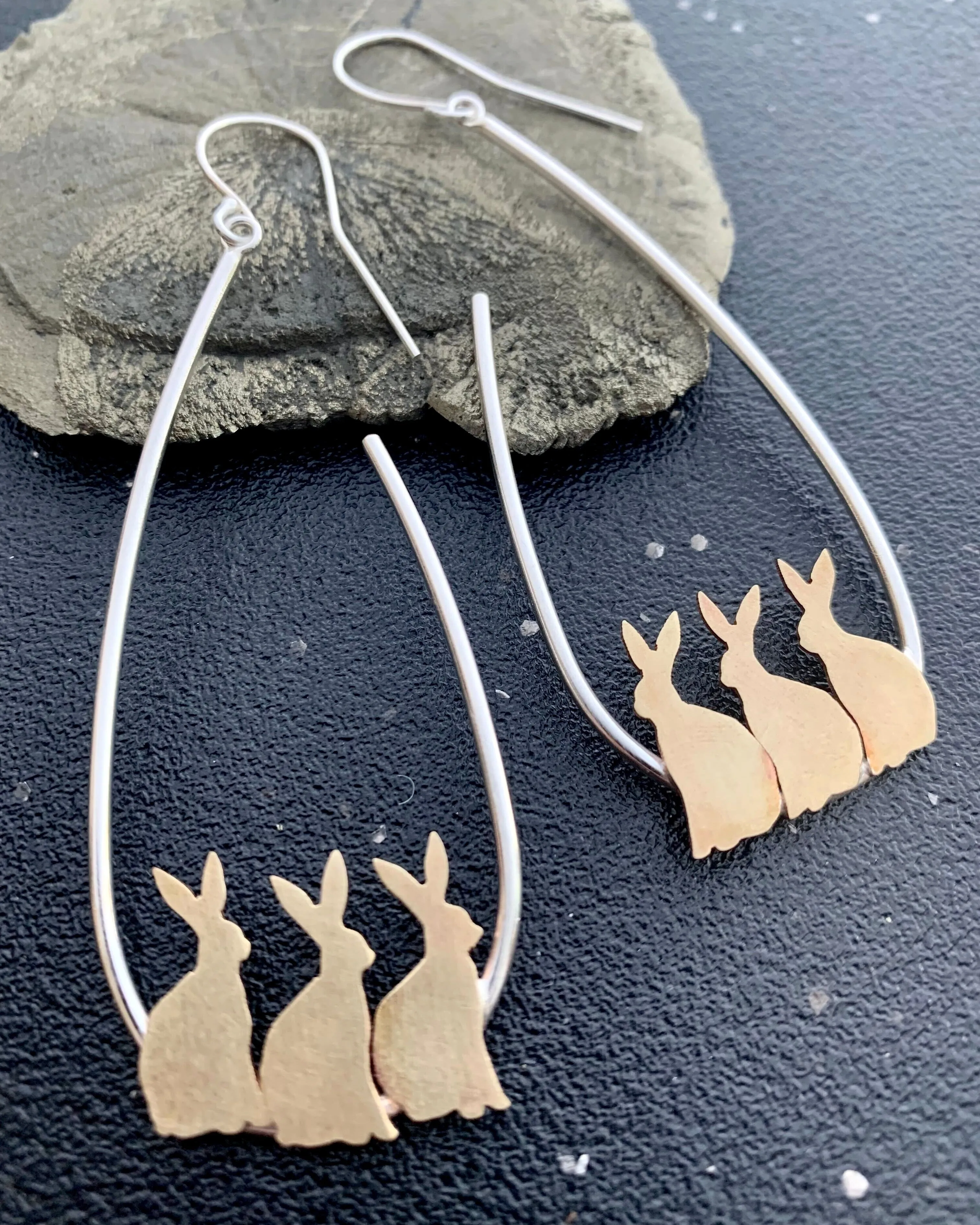 • HERD OF BUNNIES • mixed metal earrings