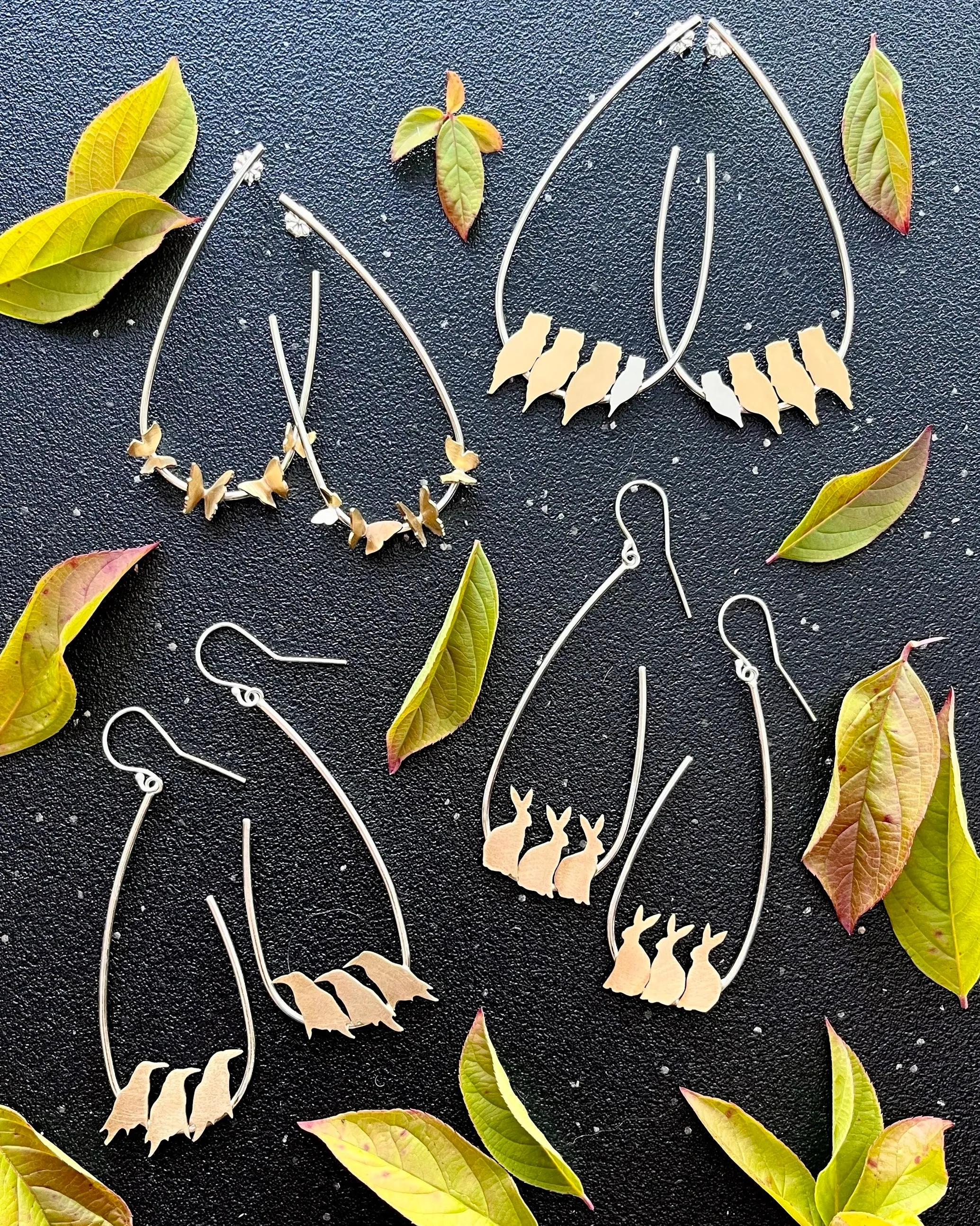 • HERD OF BUNNIES • mixed metal earrings