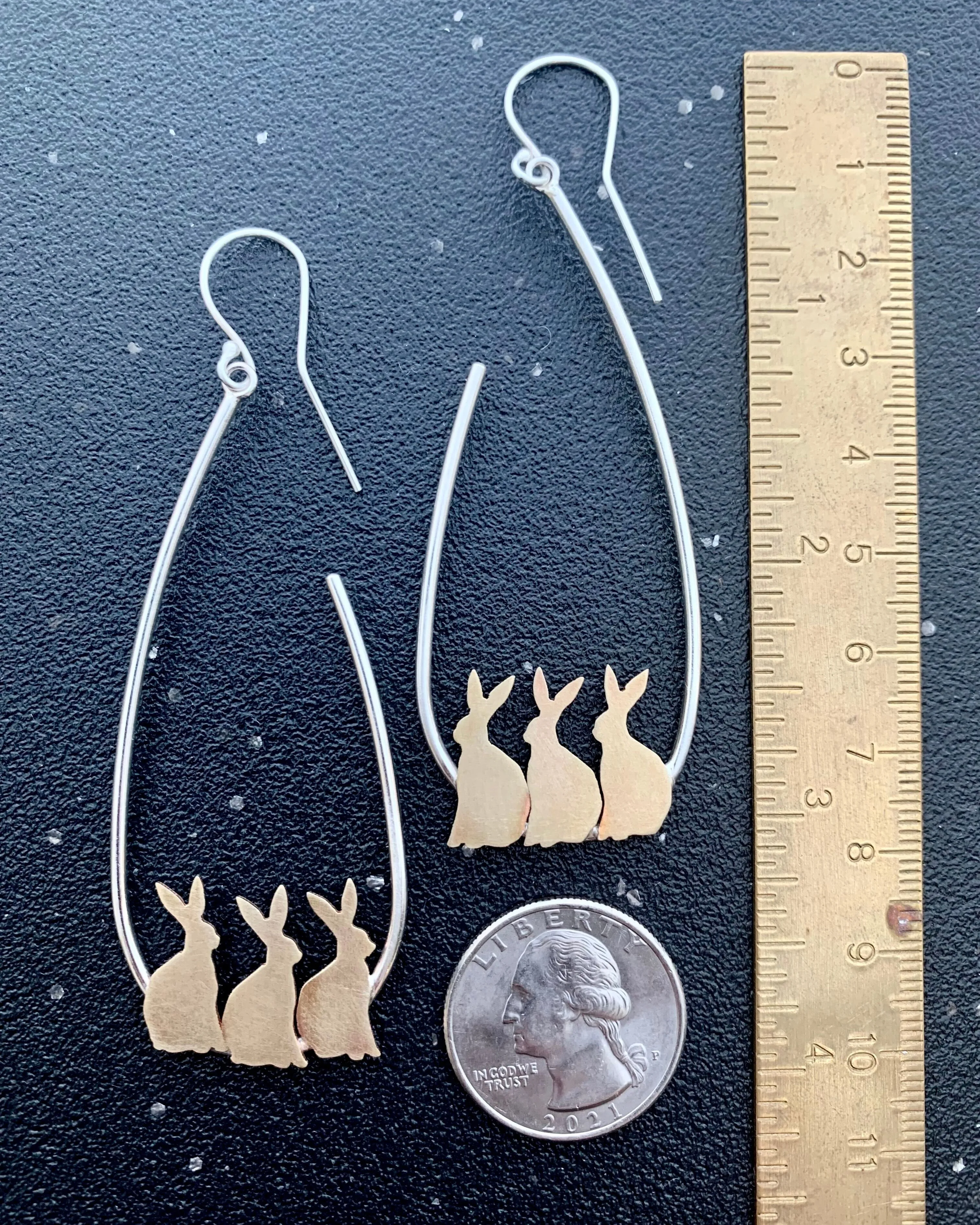 • HERD OF BUNNIES • mixed metal earrings