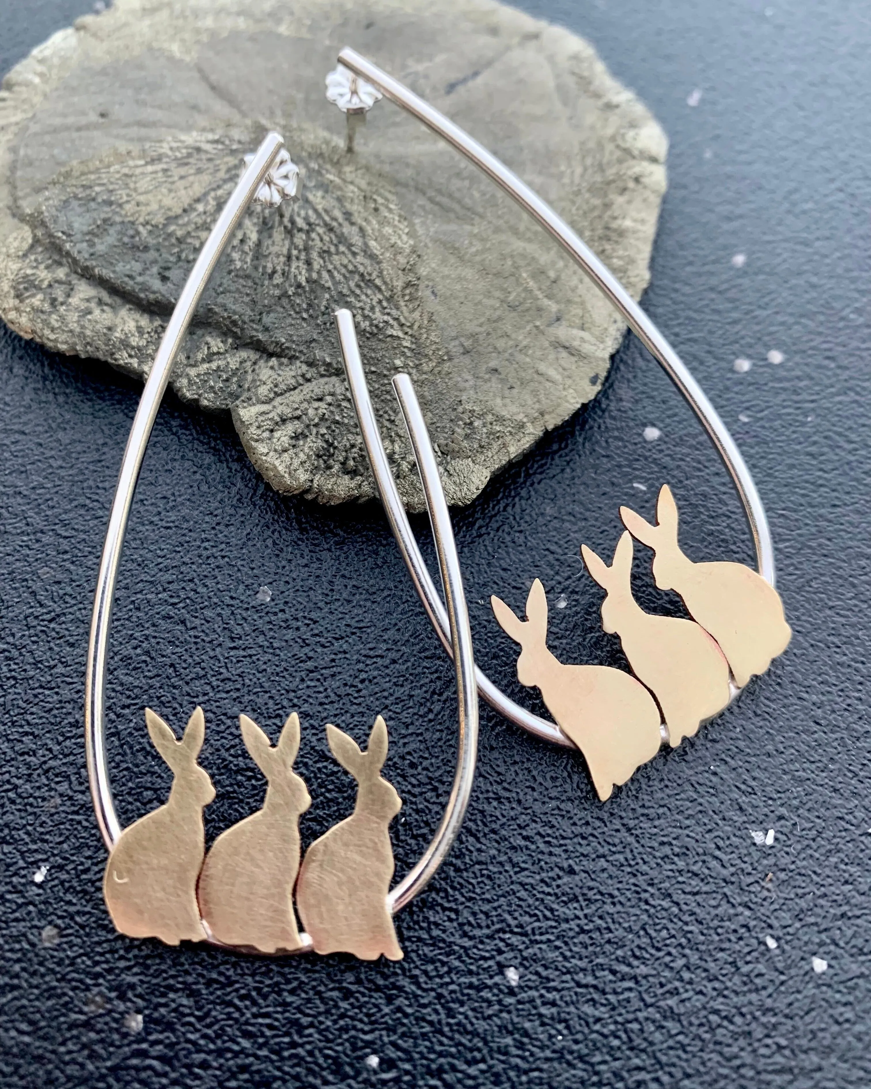 • HERD OF BUNNIES • mixed metal earrings