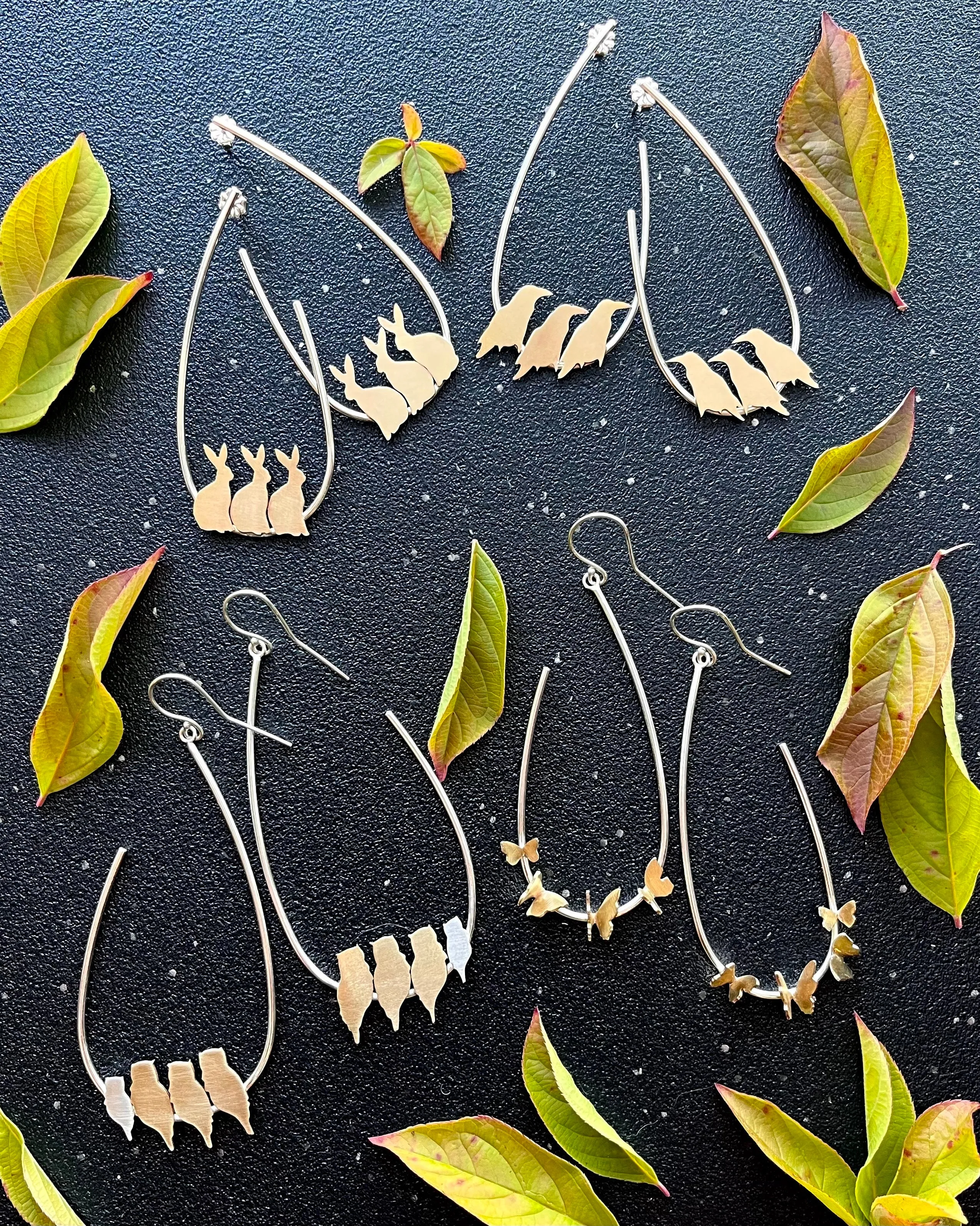 • HERD OF BUNNIES • mixed metal earrings