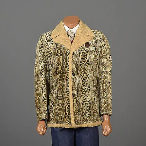 1970s Men's Bohemian Tapestry Carpet Coat