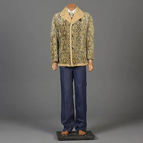 1970s Men's Bohemian Tapestry Carpet Coat