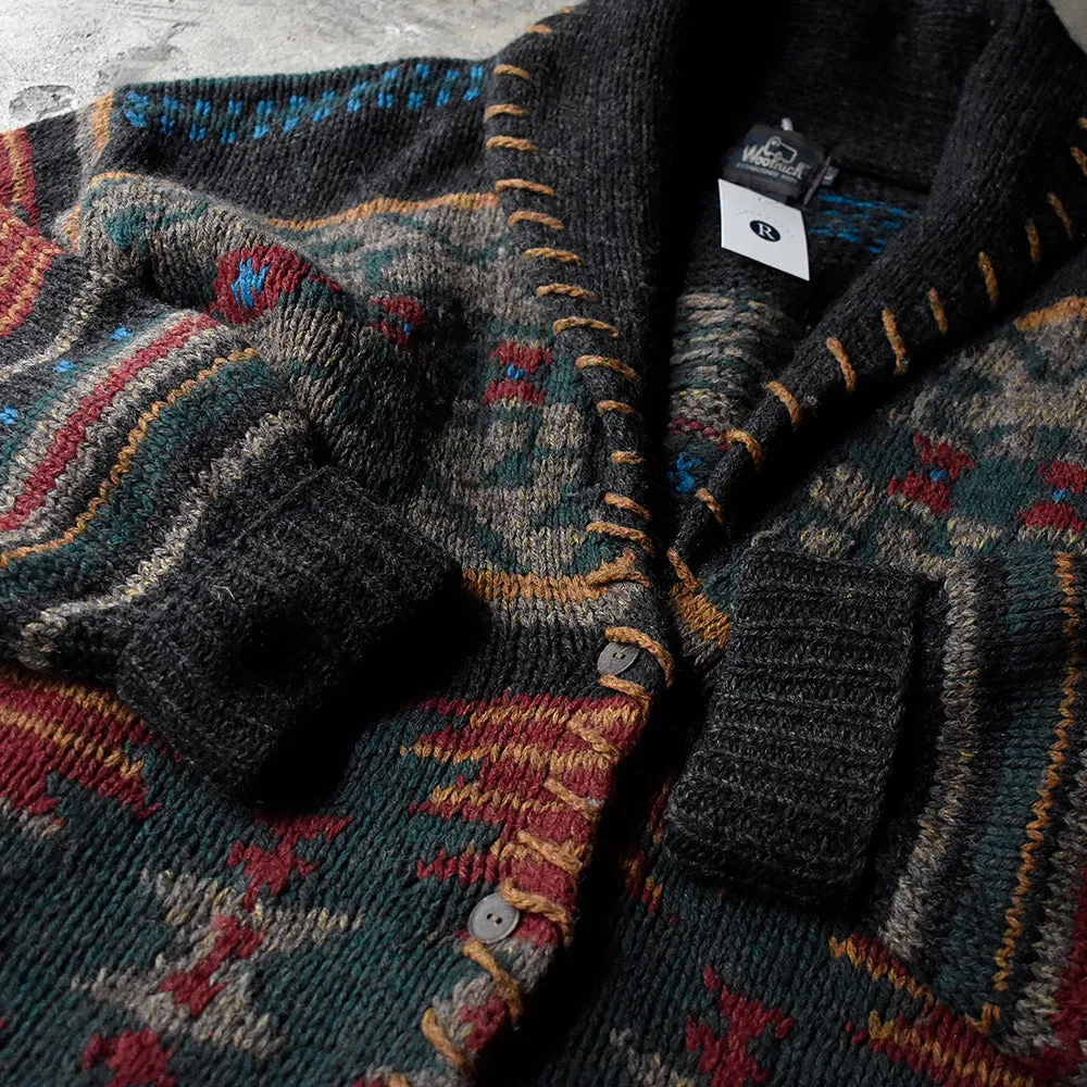 90's Woolrich ネイティブ柄 ショールカラー ハンドニットカーディガン 231212H