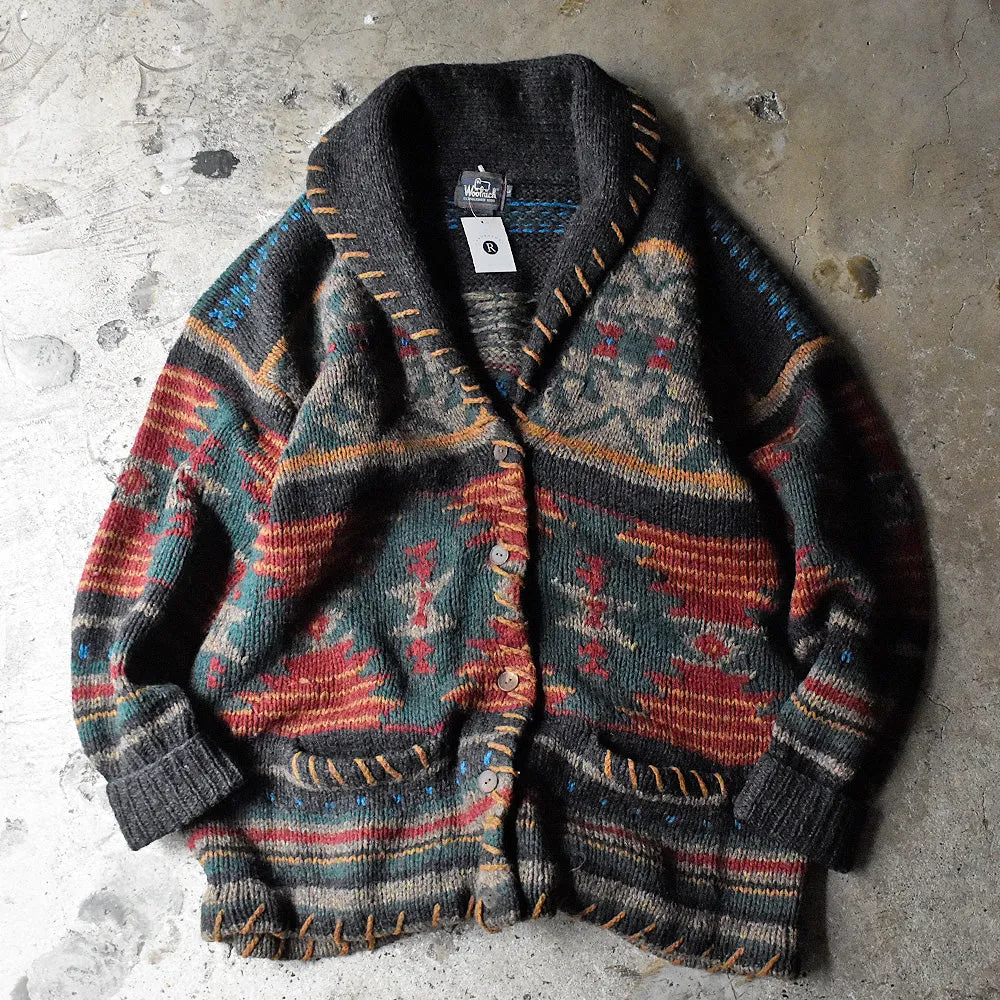 90's Woolrich ネイティブ柄 ショールカラー ハンドニットカーディガン 231212H