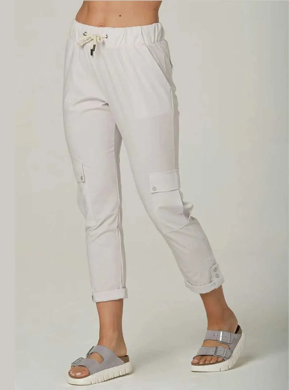 925 Fit Women's Precious Cargo Elastic Waist Jogger Pants - Rose Water Off White