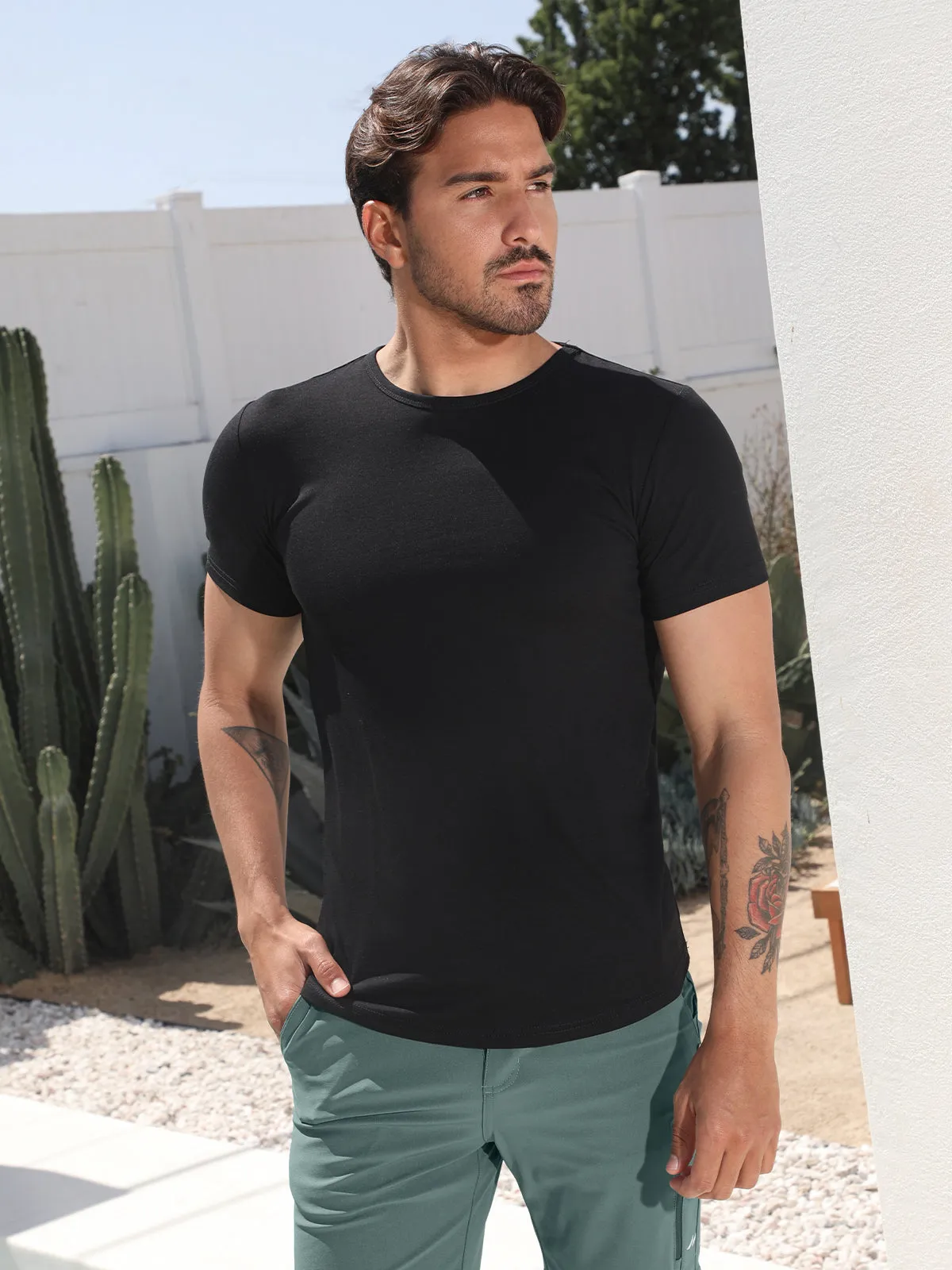 All Day Elite Curve-Hem Tee Stretch Short Sleeve