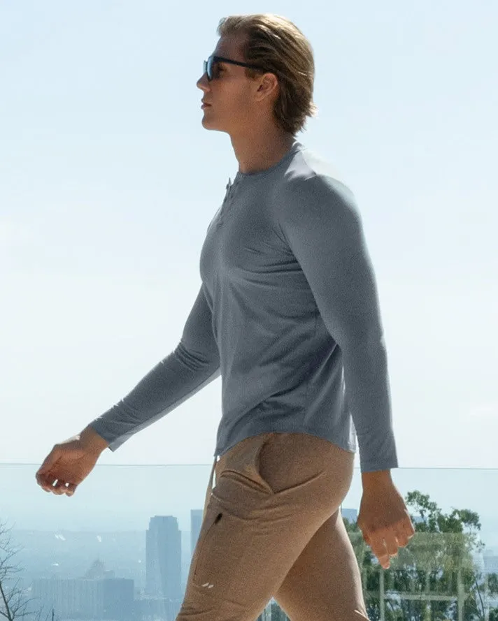 All Day Elite Henley Curve-Hem Long Sleeve