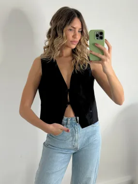 Amelie Tie Front Top in Black