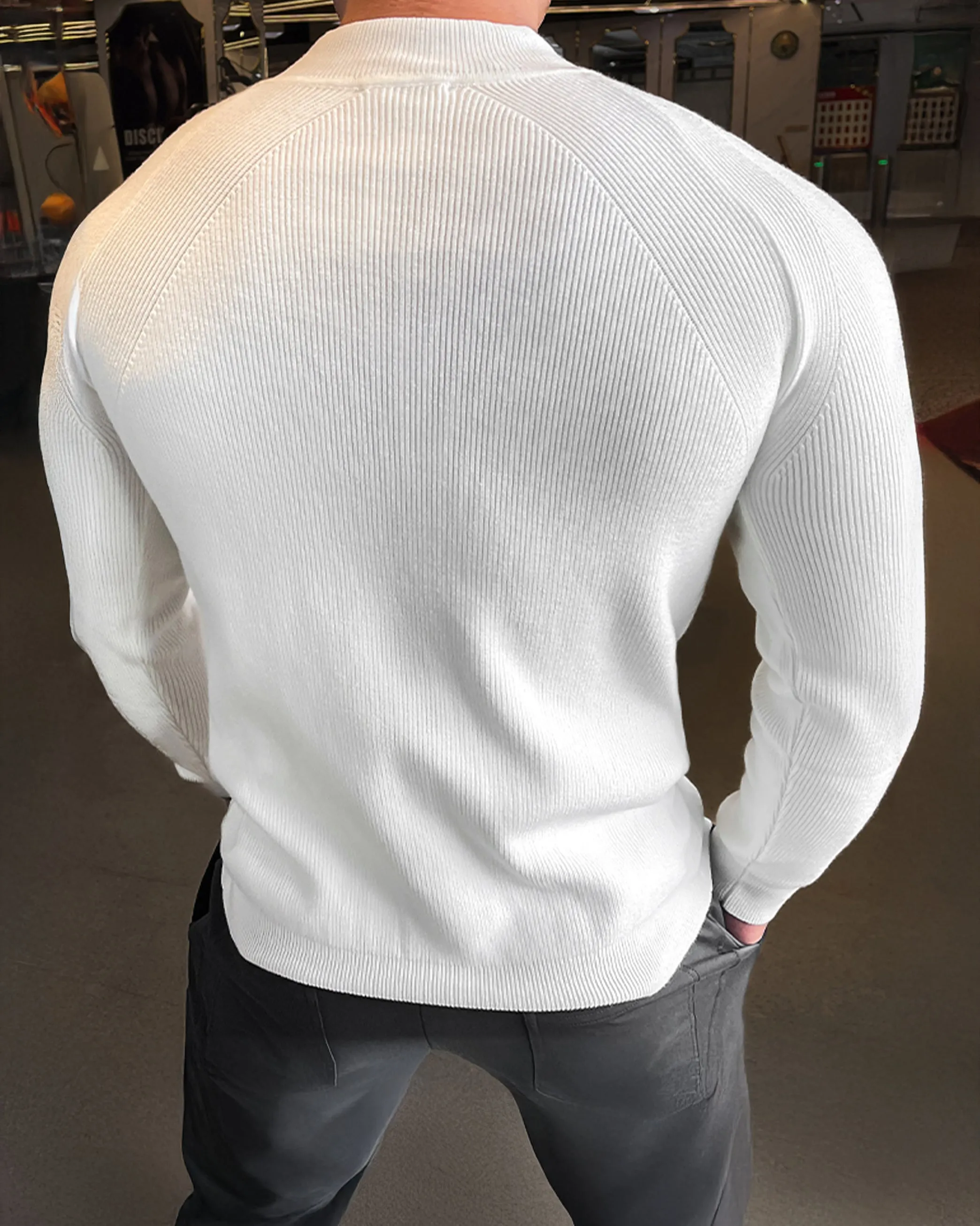 Apex Muscle Fit Ribbed Pullover Sweater Shirt