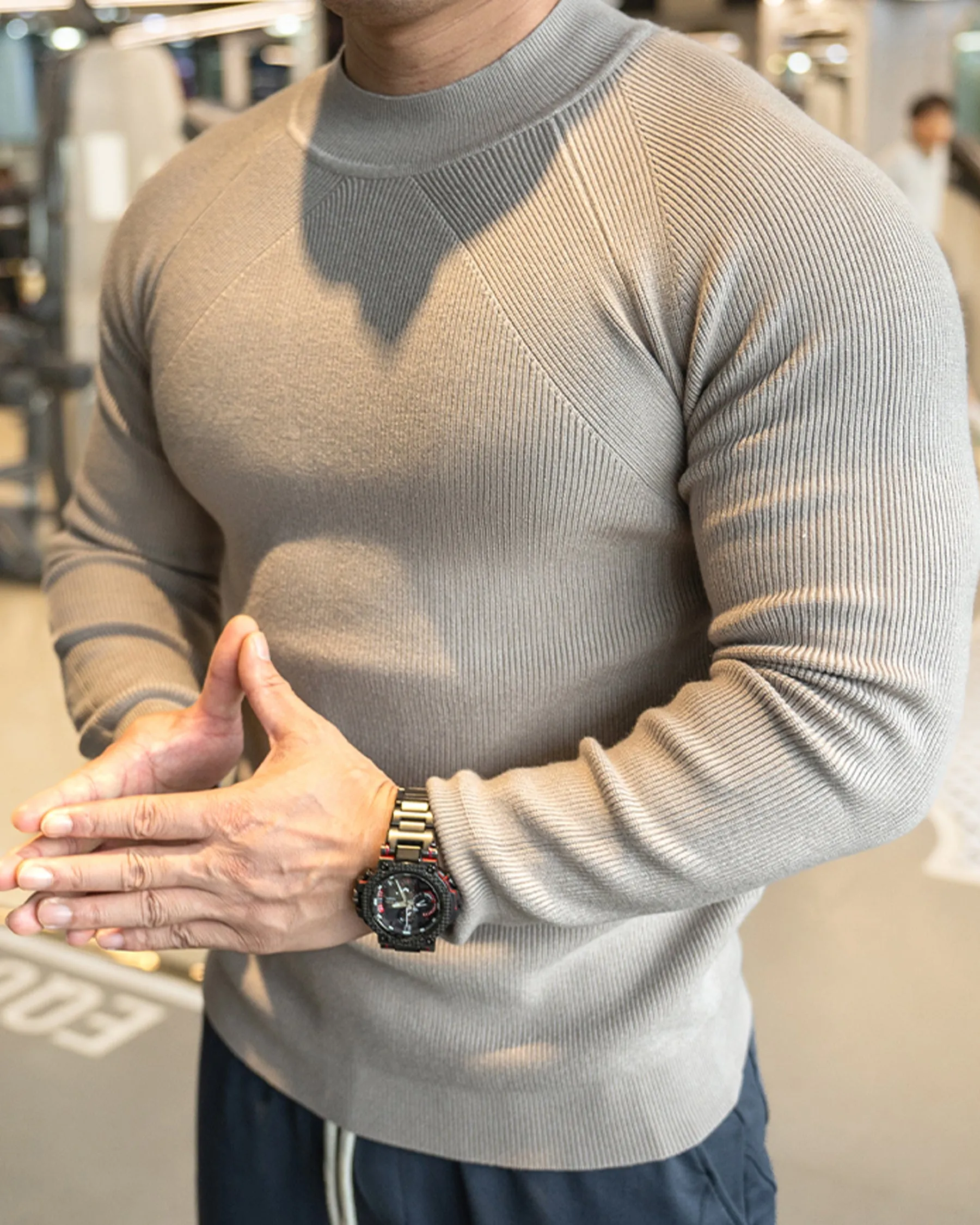 Apex Muscle Fit Ribbed Pullover Sweater Shirt