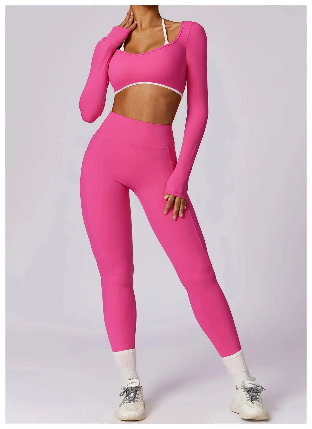 AURA LONG SLEEVE CROP ROSE