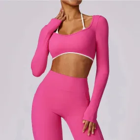 AURA LONG SLEEVE CROP ROSE