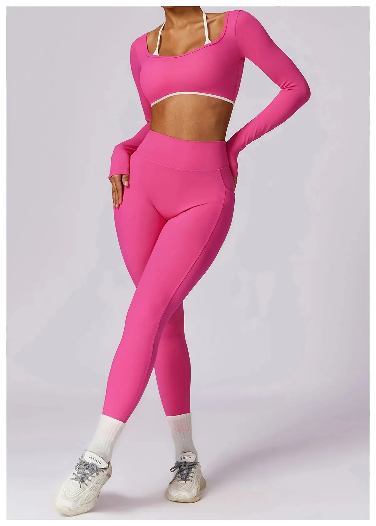 AURA LONG SLEEVE CROP ROSE