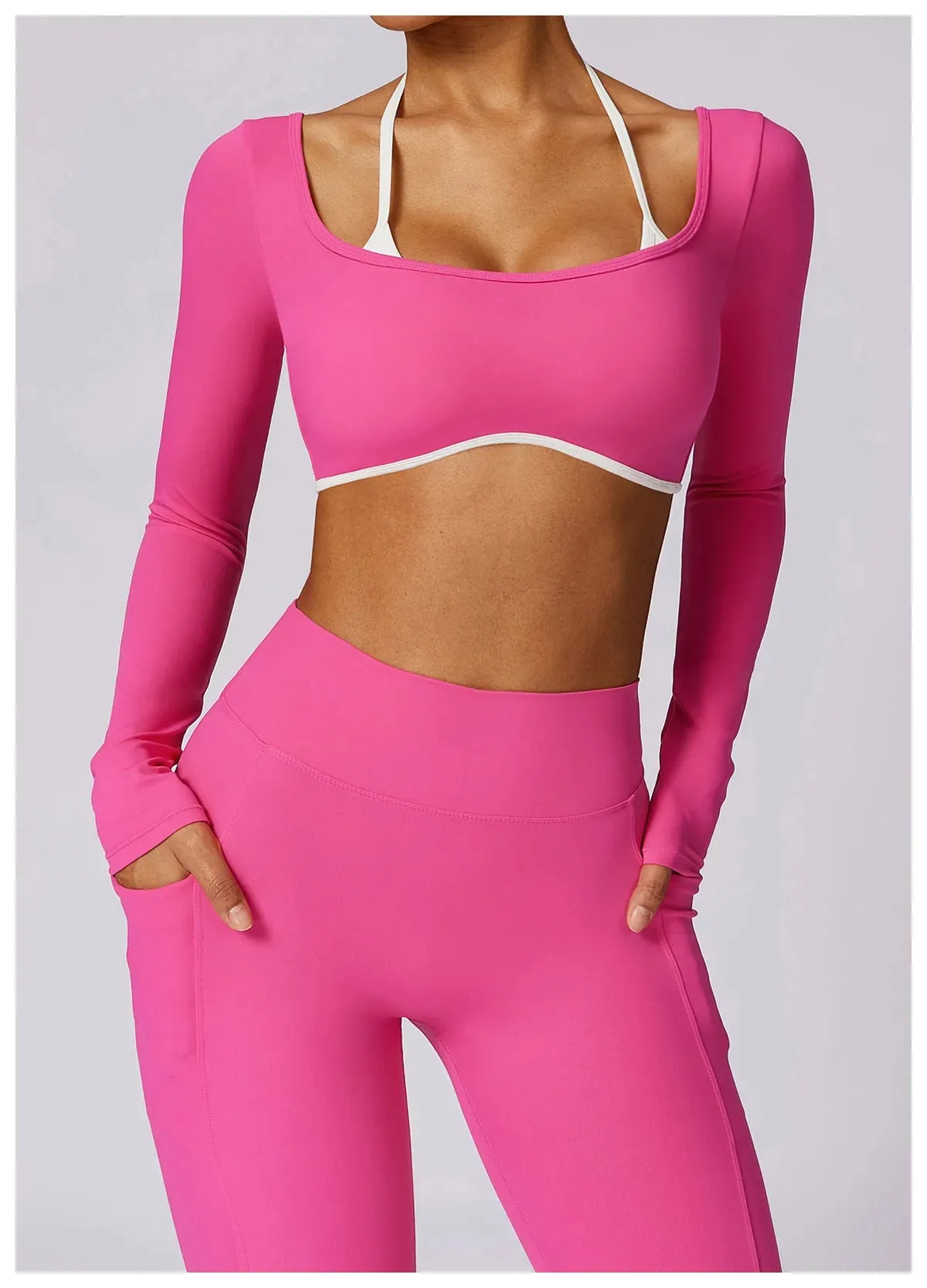 AURA LONG SLEEVE CROP ROSE