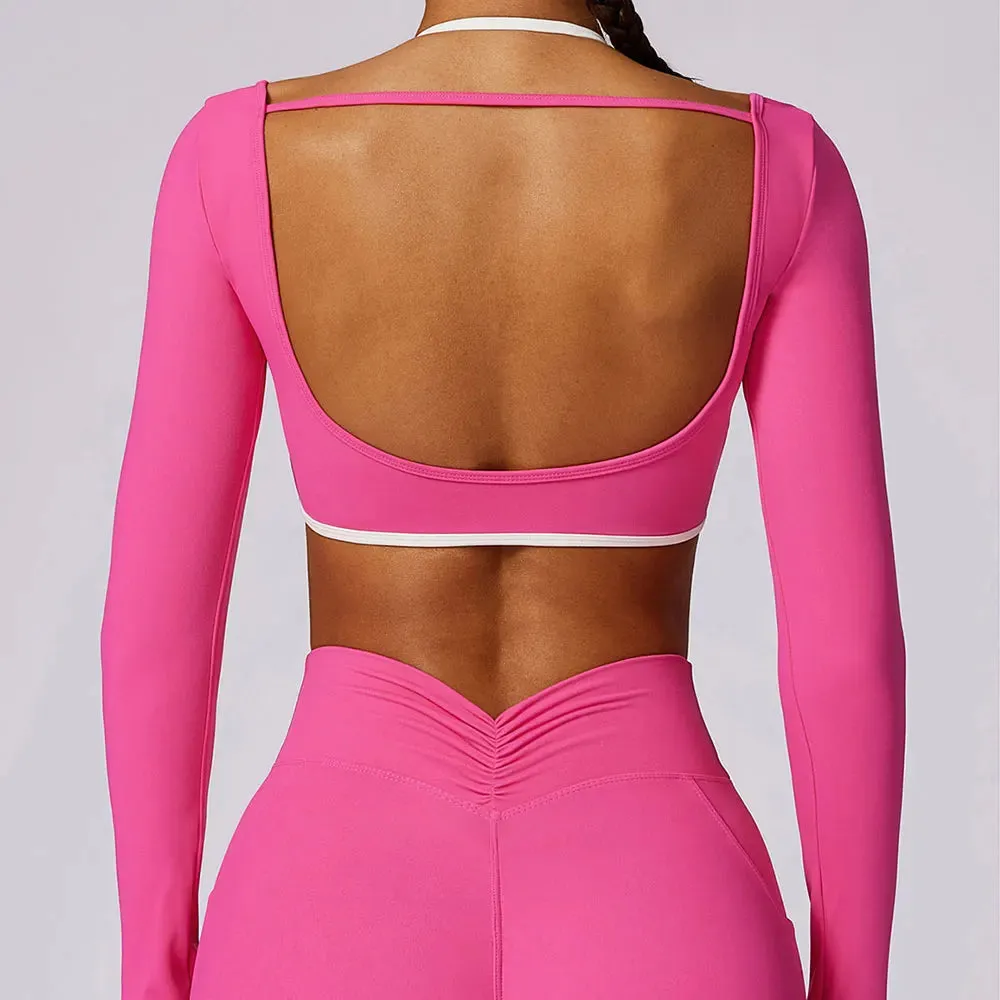 AURA LONG SLEEVE CROP ROSE