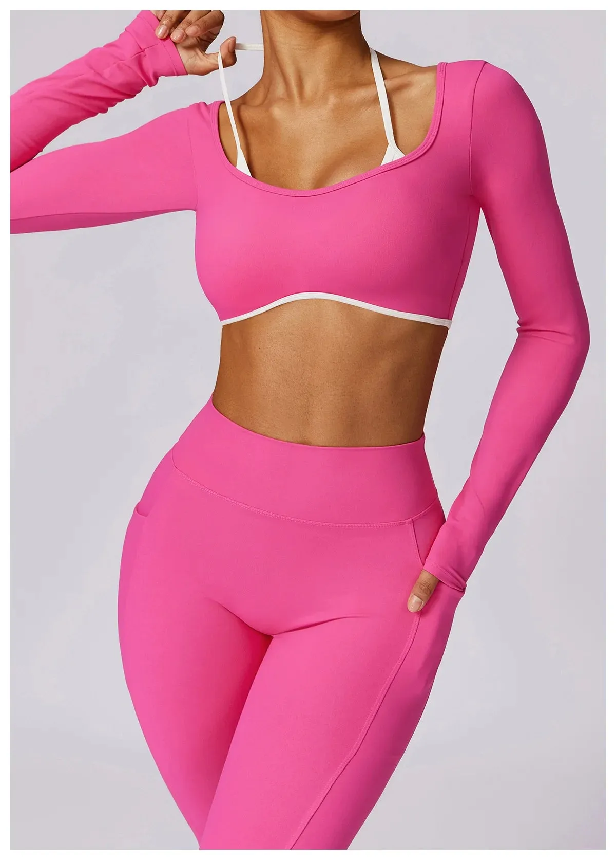 AURA LONG SLEEVE CROP ROSE