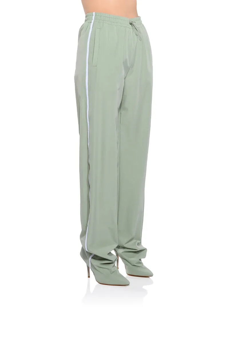 AZALEA WANG BOOT TRACK PANT IN SAGE GREEN