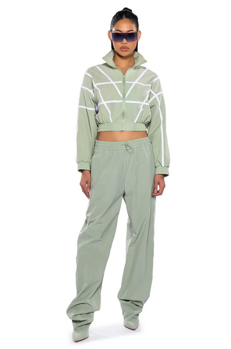 AZALEA WANG BOOT TRACK PANT IN SAGE GREEN