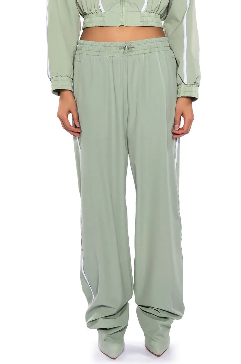 AZALEA WANG BOOT TRACK PANT IN SAGE GREEN