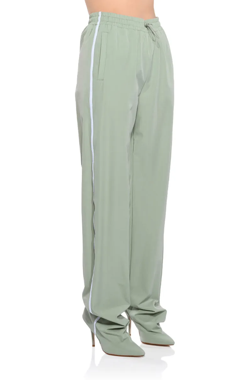 AZALEA WANG BOOT TRACK PANT IN SAGE GREEN