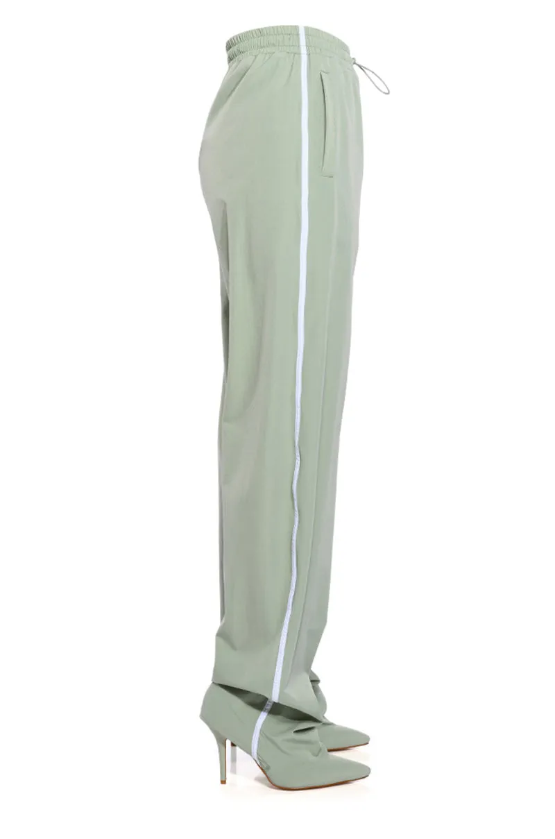 AZALEA WANG BOOT TRACK PANT IN SAGE GREEN