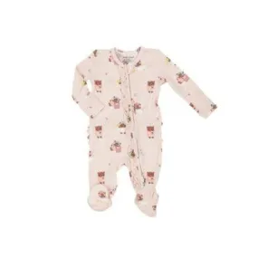 Baby Girl Footie | 2 Way Zipper Ruffle- Spa Day | Angel Dear