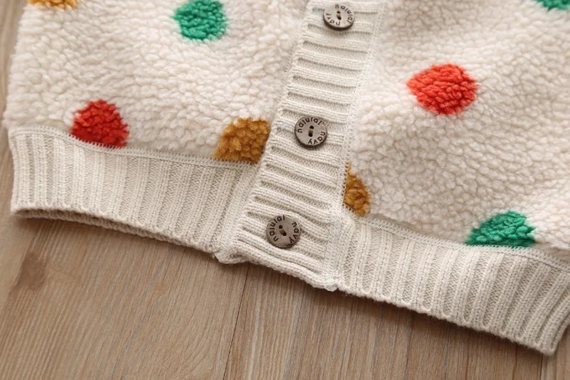 Baby Polka Dot Pattern Fur Fleece Design Thermal Winter Coat by MyKids-USA™