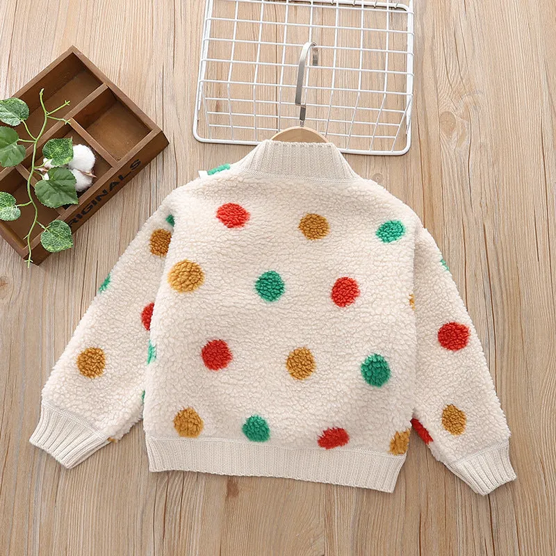 Baby Polka Dot Pattern Fur Fleece Design Thermal Winter Coat by MyKids-USA™