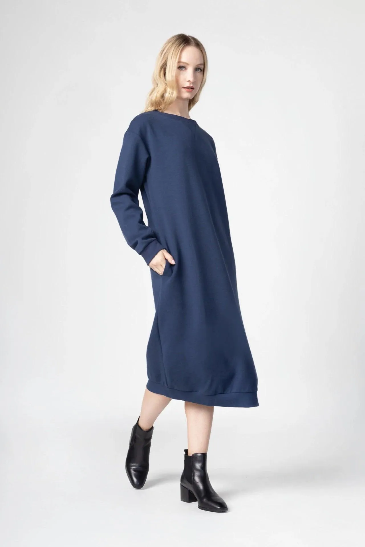 Bamboo Bonded Jersey Long Length Sweatshirt Dress