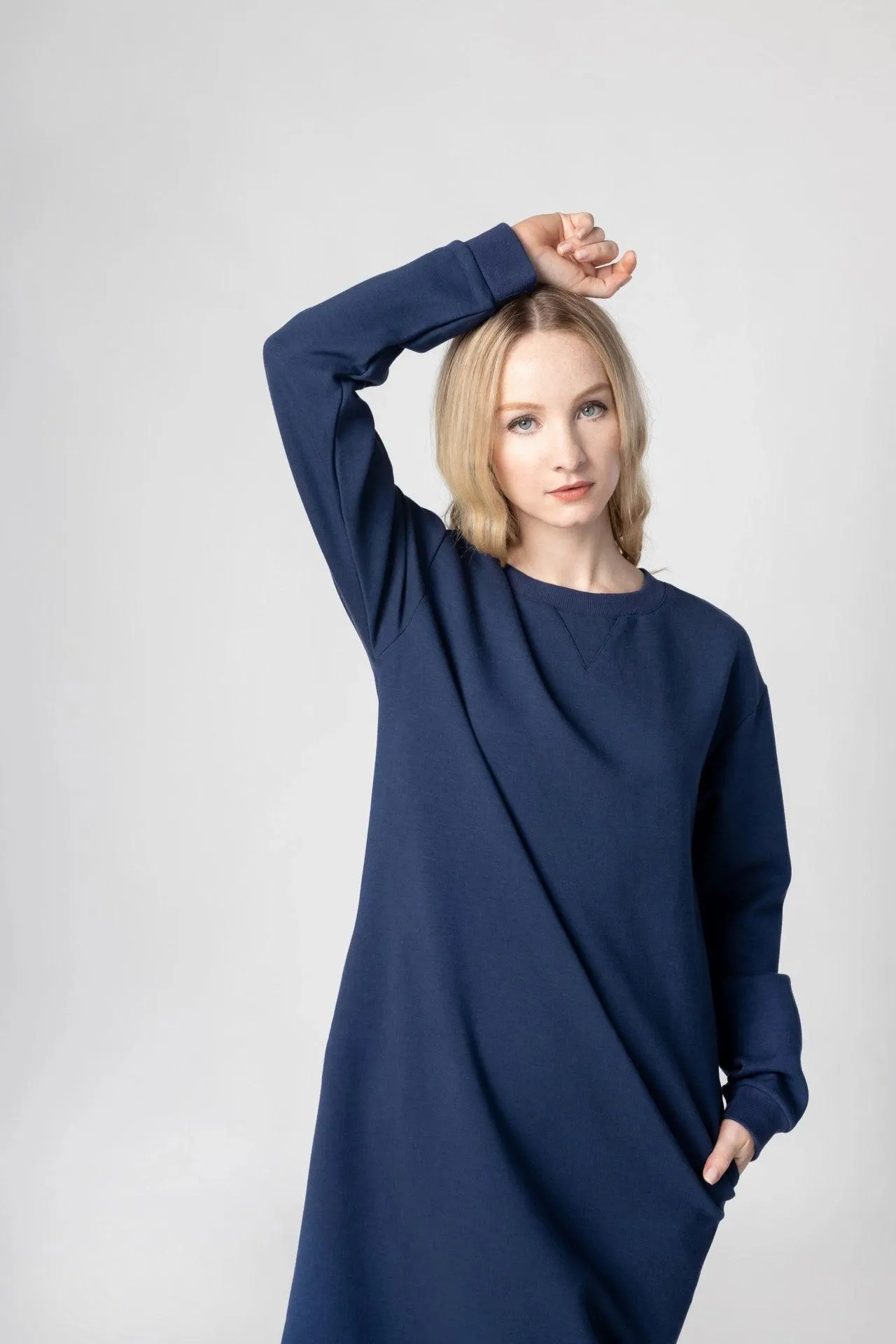 Bamboo Bonded Jersey Long Length Sweatshirt Dress