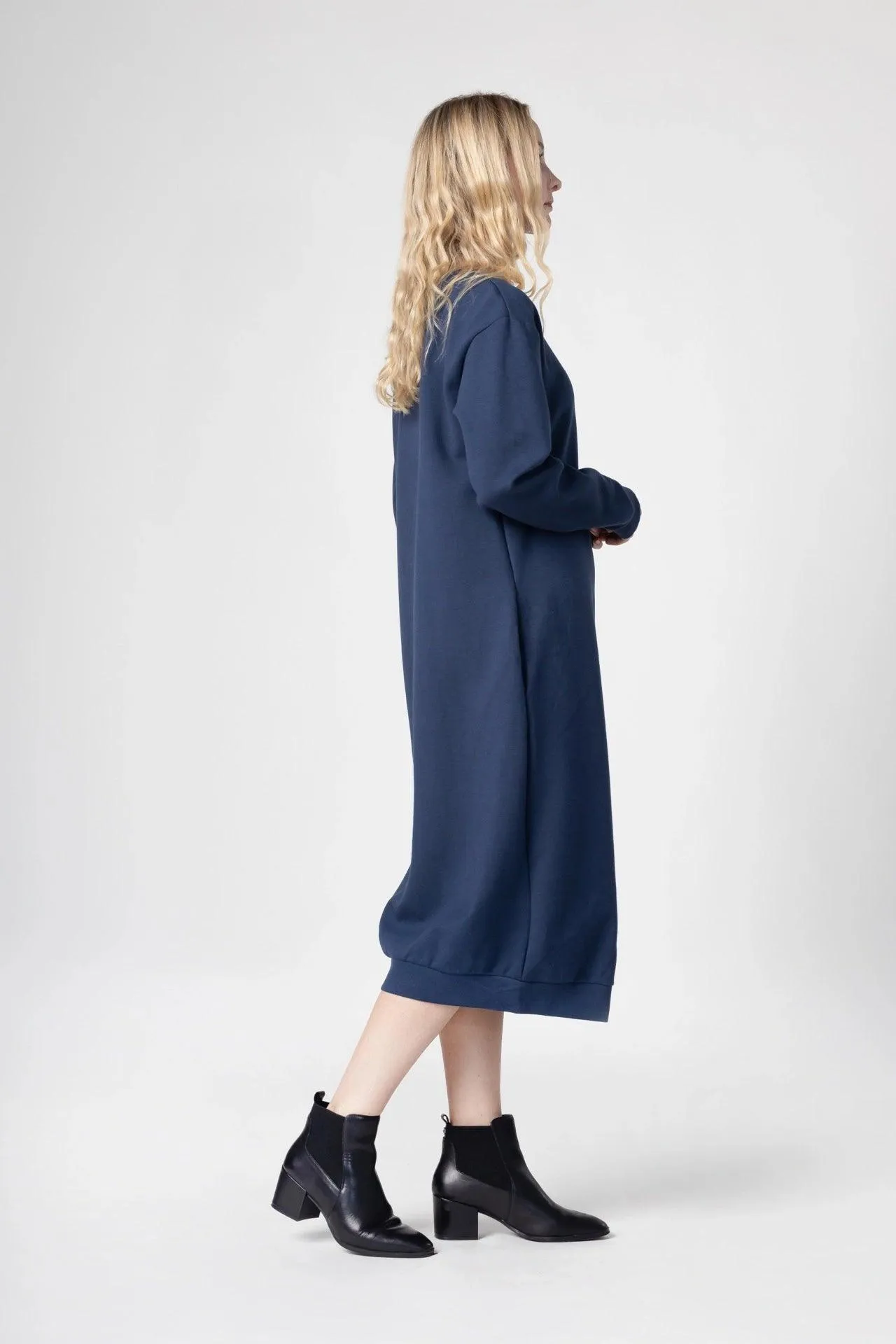 Bamboo Bonded Jersey Long Length Sweatshirt Dress