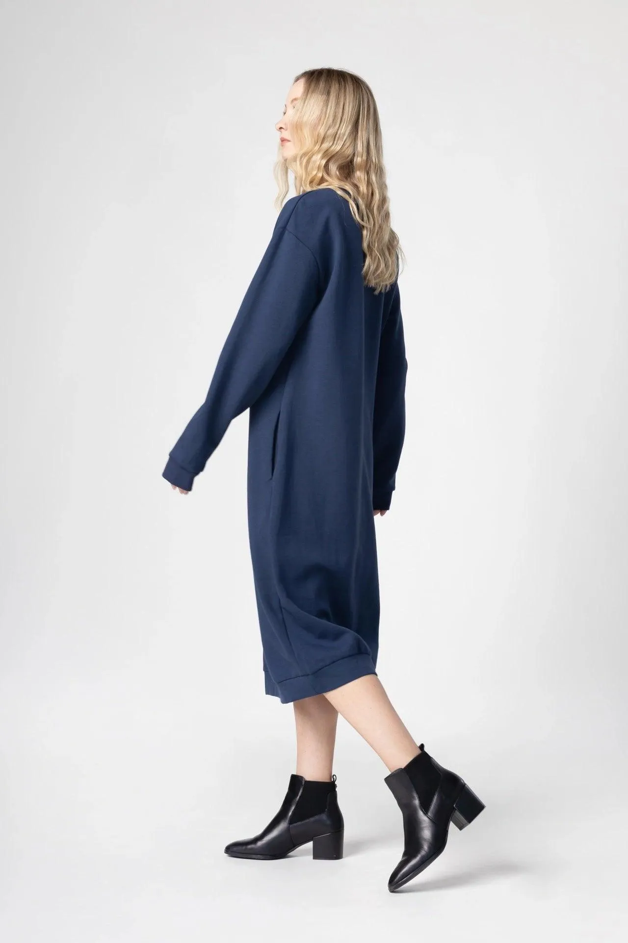 Bamboo Bonded Jersey Long Length Sweatshirt Dress