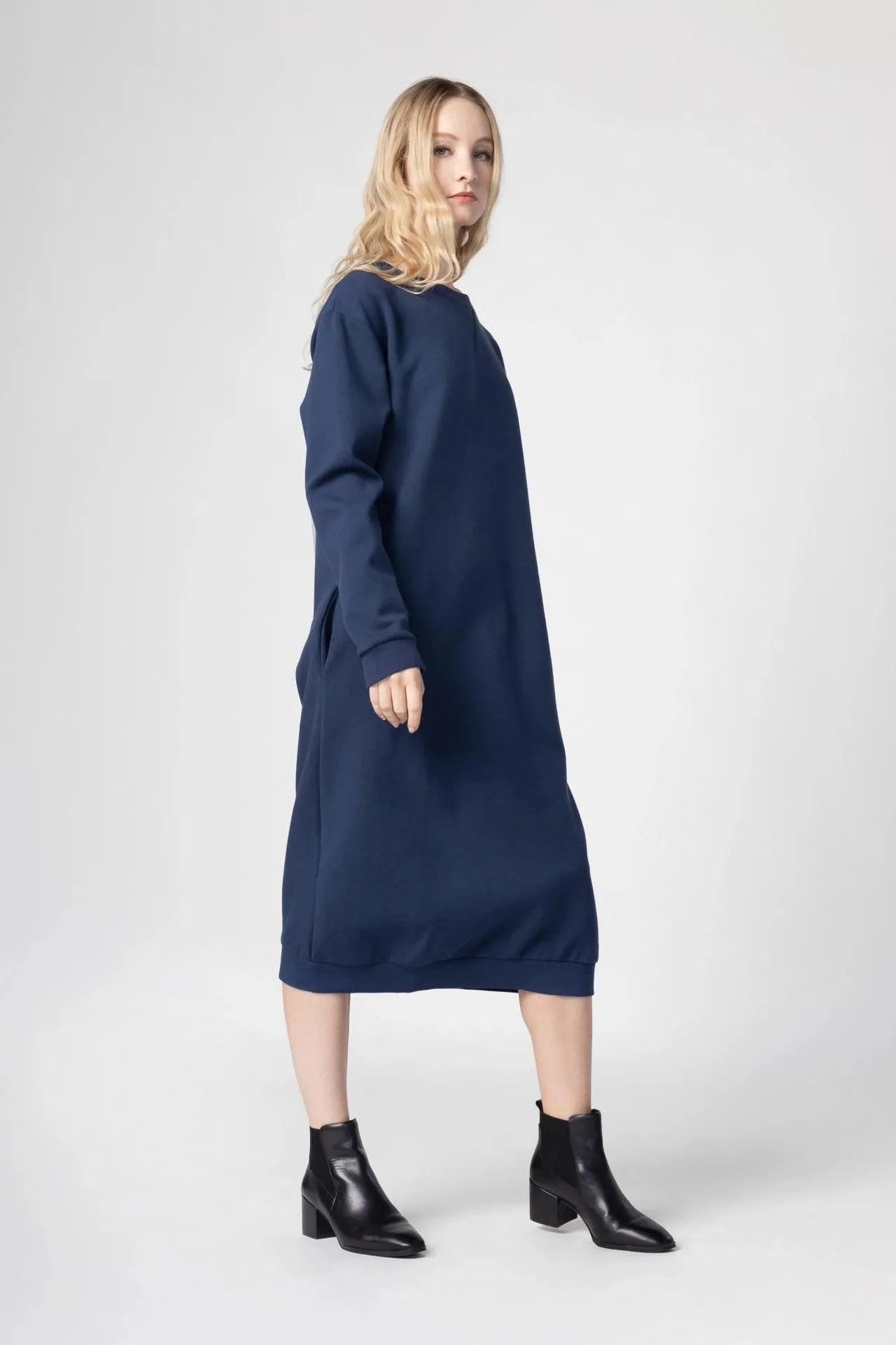 Bamboo Bonded Jersey Long Length Sweatshirt Dress