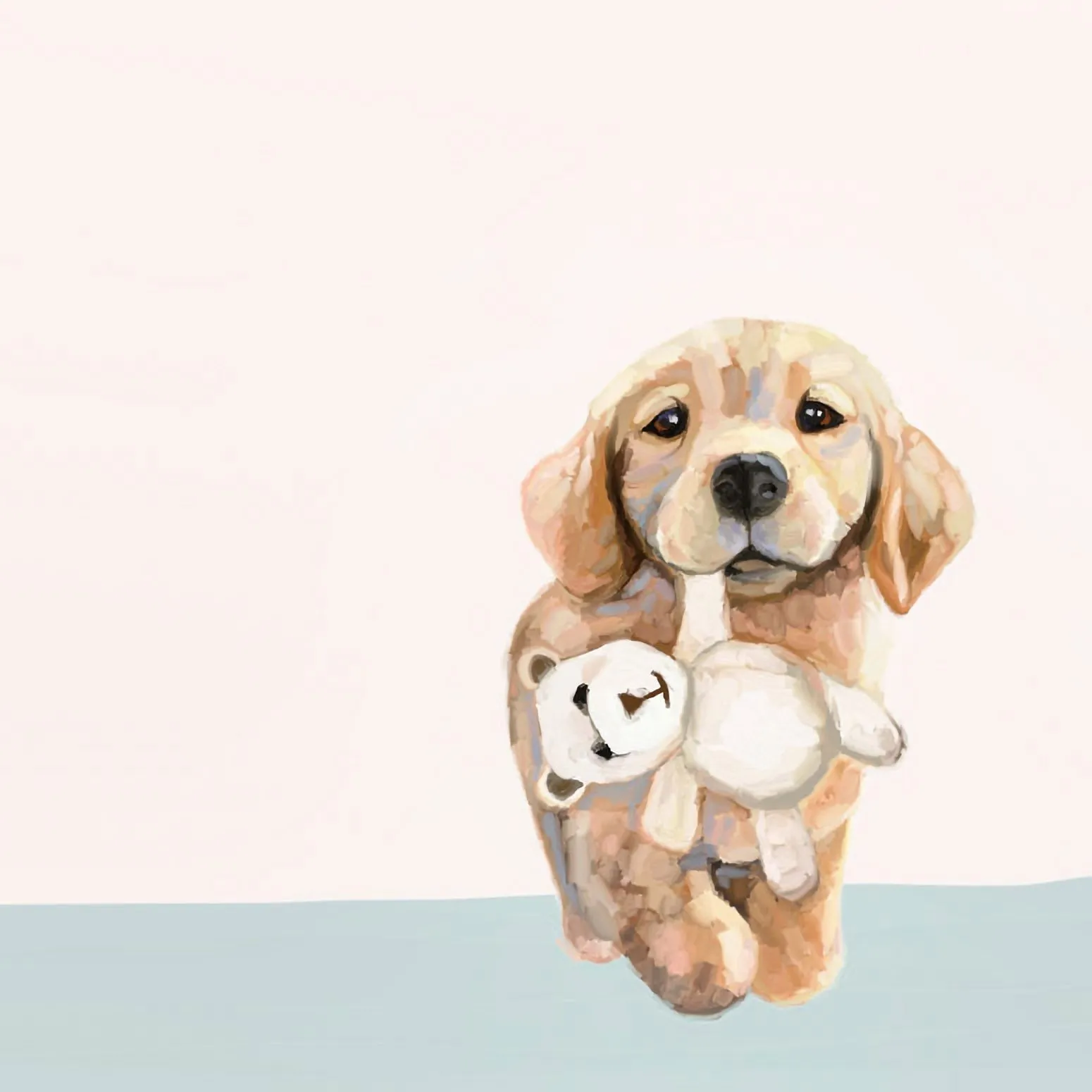 Best Friend - Pup With Teddy Bear Canvas Wall Art