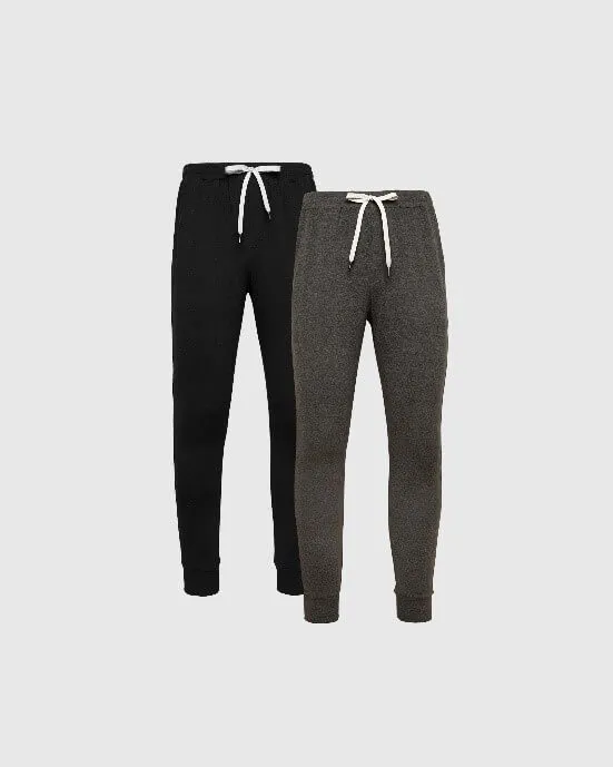 Black & Charcoal Heather Gray Active Training Joggers 2-Pack