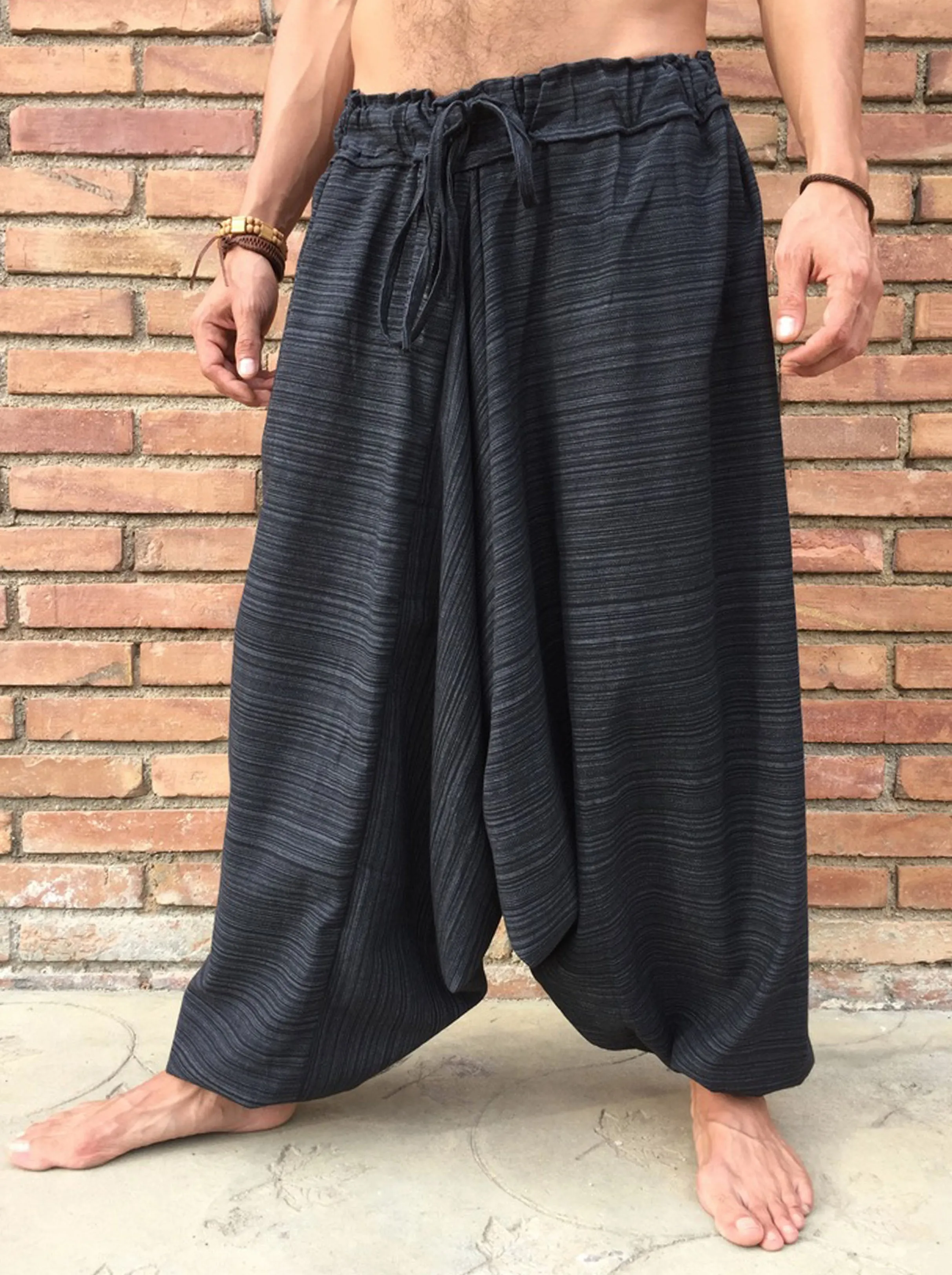 Black Line Pattern Samurai Pants