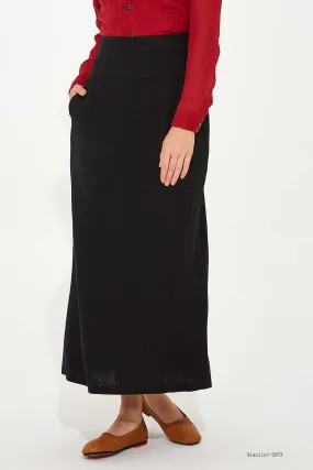 black long straight skirt, high waisted linen skirt 2073#