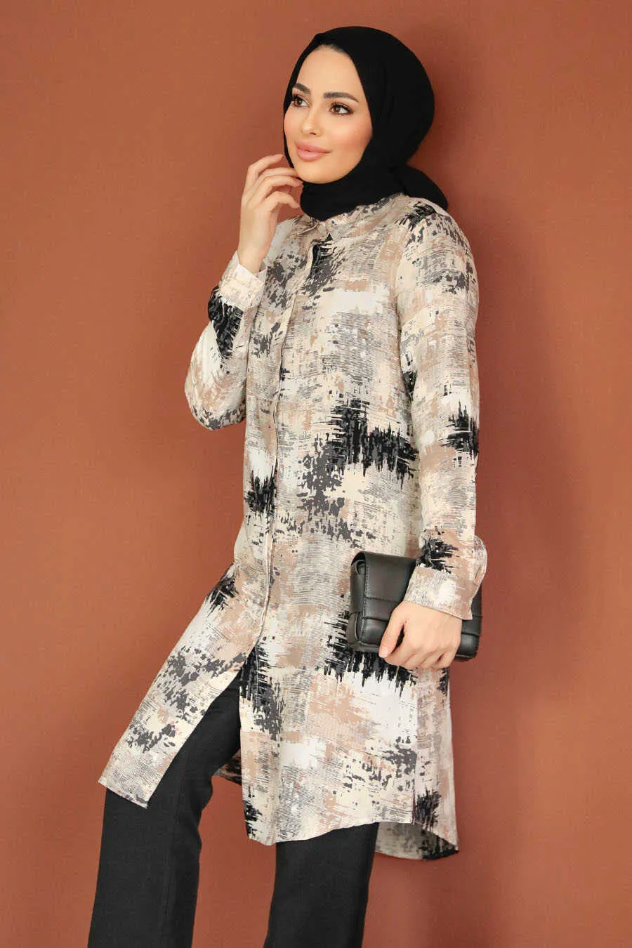 Black Printed Turkish Tunic