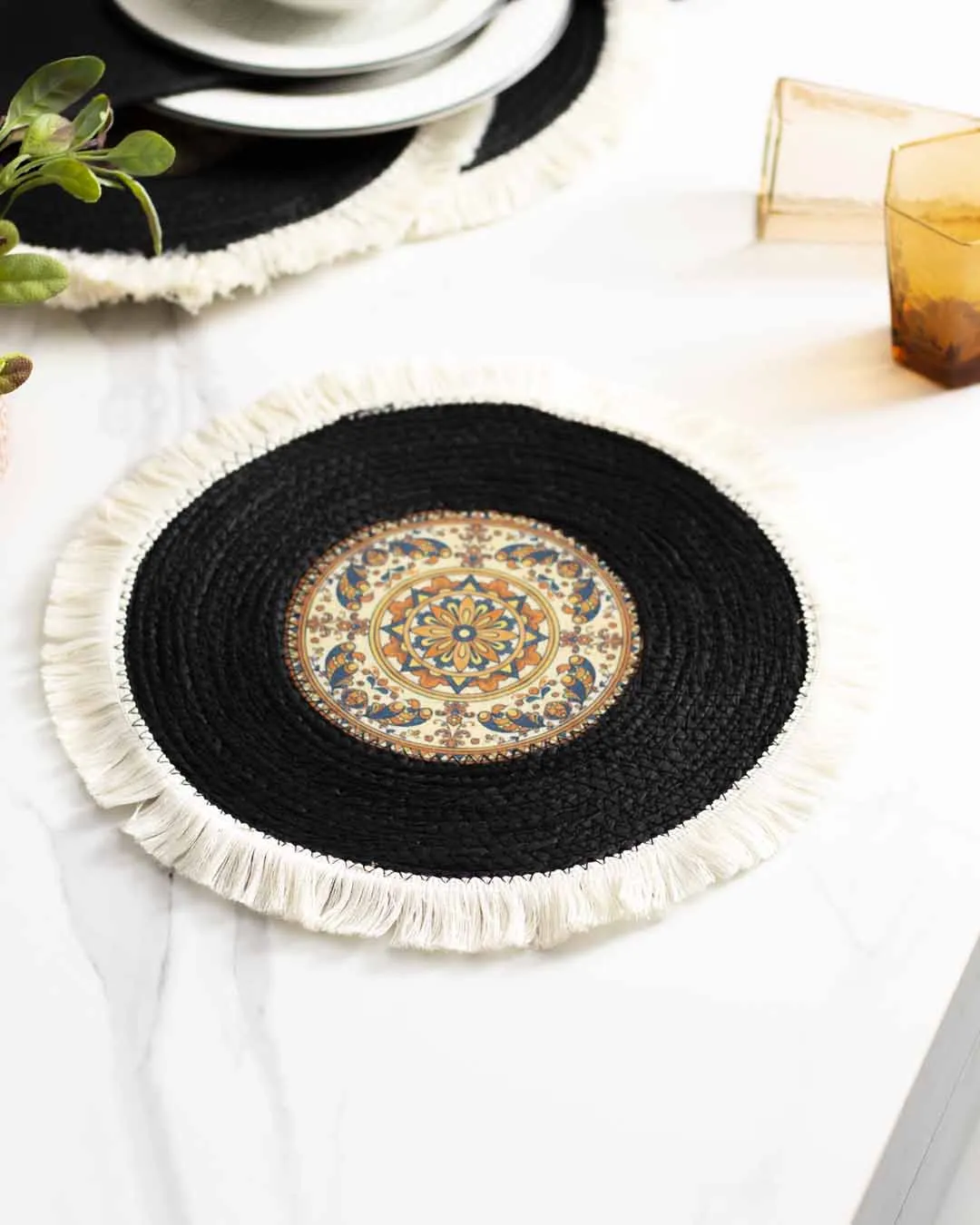 Bohemian Mandala Placemat - Black