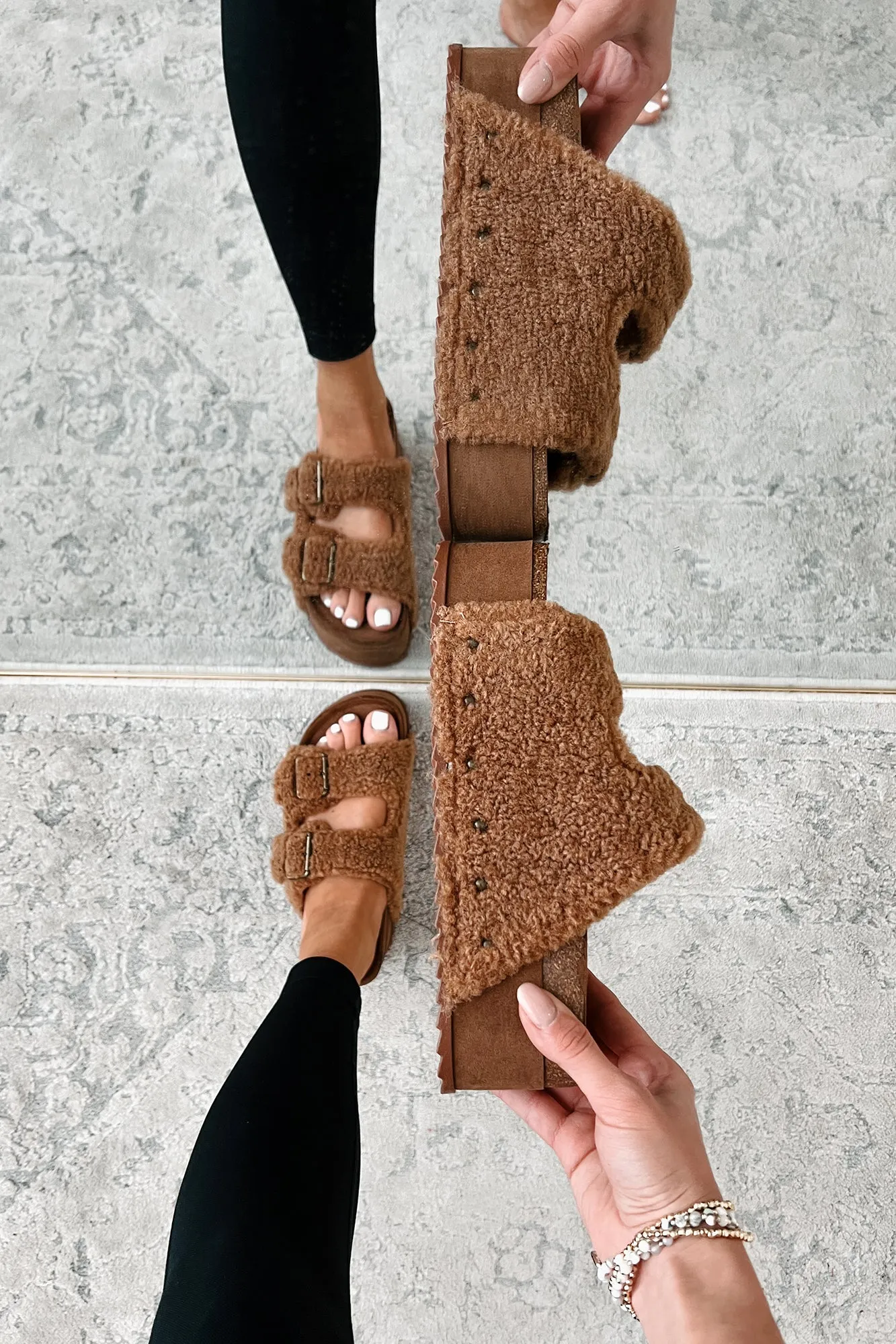 Bohemian Paradise Sherpa Platform Sandals (Brown)