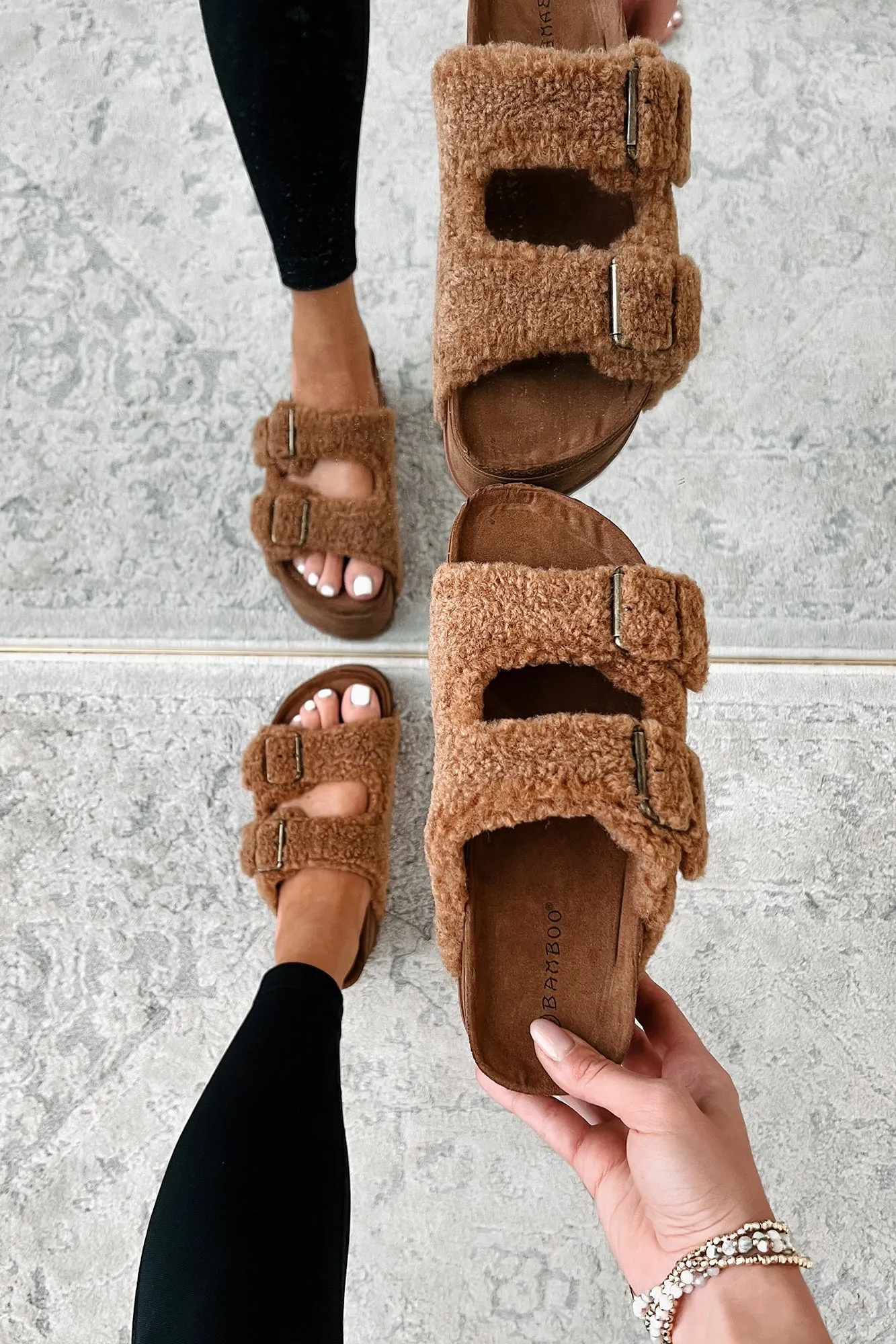 Bohemian Paradise Sherpa Platform Sandals (Brown)