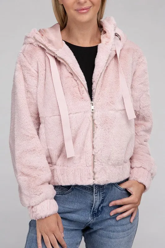 Bohemian Soft Plush Fluffy Zip-Up Teddy Hoodie