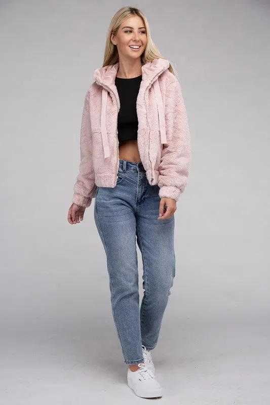 Bohemian Soft Plush Fluffy Zip-Up Teddy Hoodie