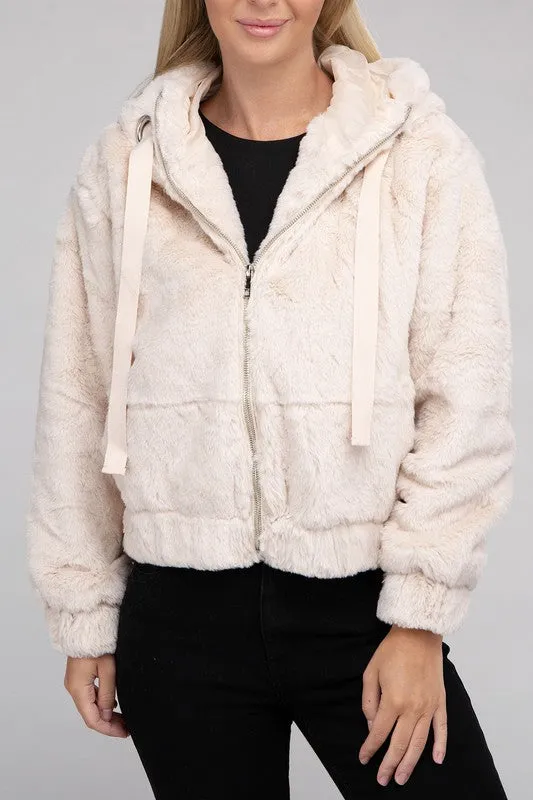 Bohemian Soft Plush Fluffy Zip-Up Teddy Hoodie