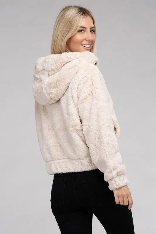 Bohemian Soft Plush Fluffy Zip-Up Teddy Hoodie