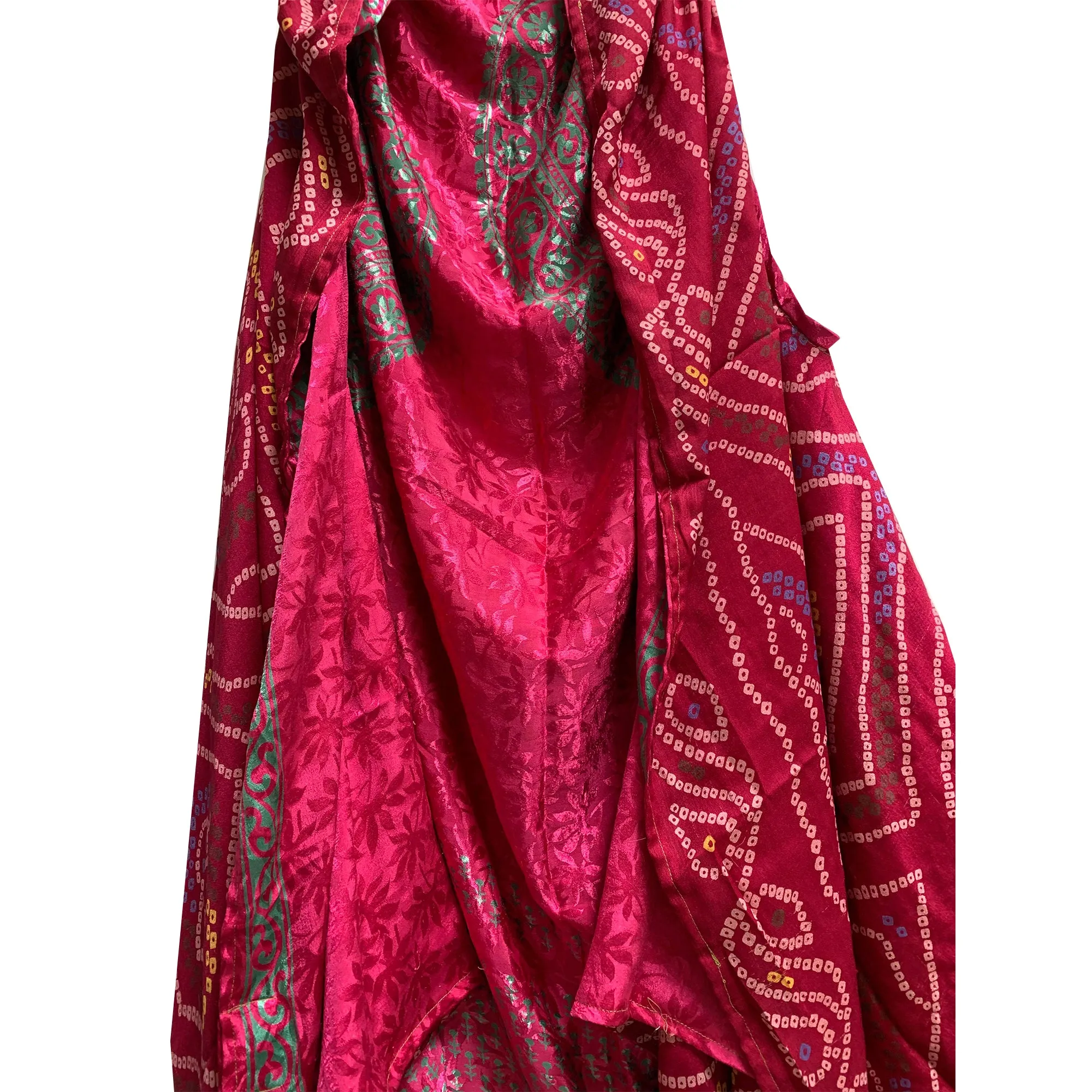 Boho Fashion Silk Saree Patchwork Open Front Reversible Printed Vest Cardigan Duster Jacket