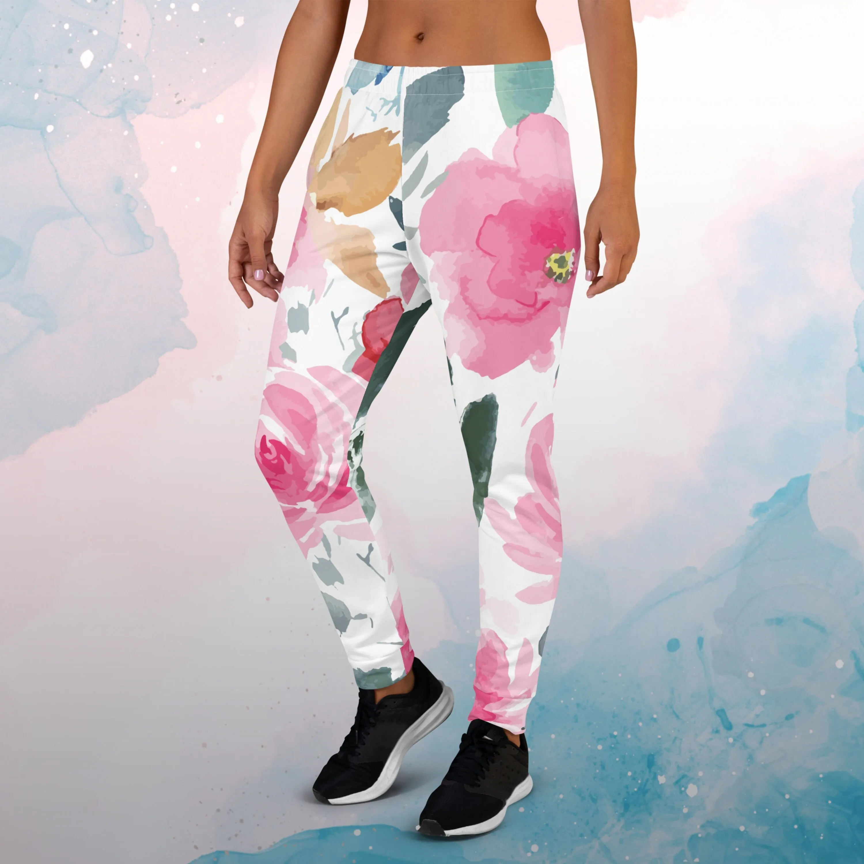 Bold Floral Pattern Womens Joggers Sweatpants