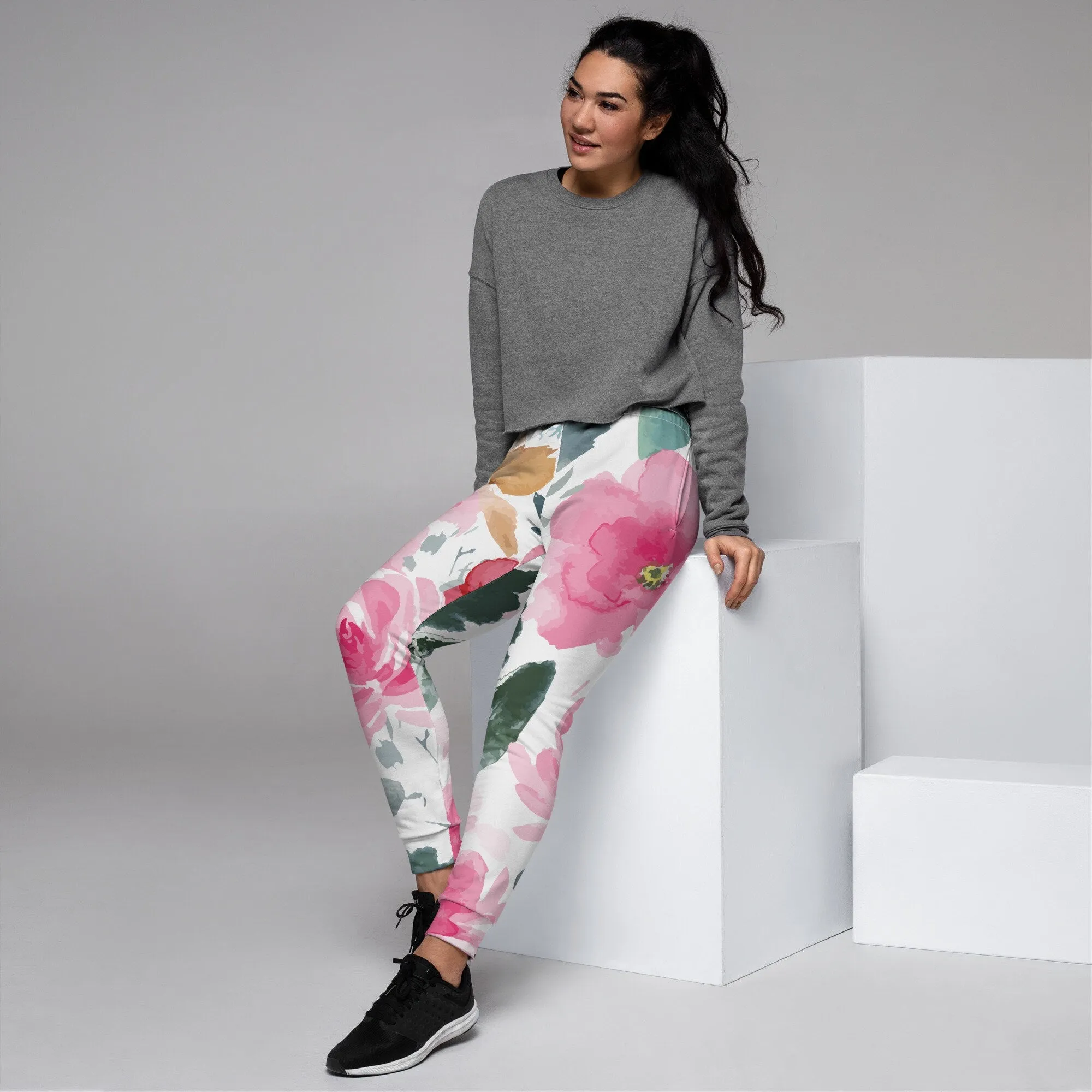 Bold Floral Pattern Womens Joggers Sweatpants