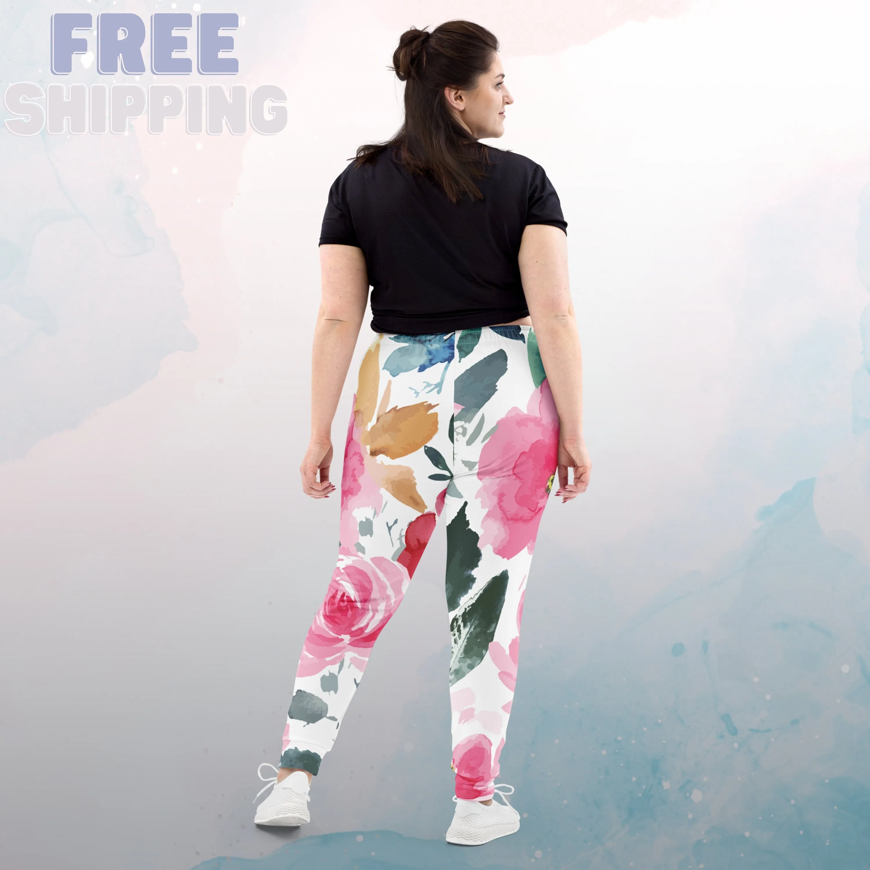 Bold Floral Pattern Womens Joggers Sweatpants